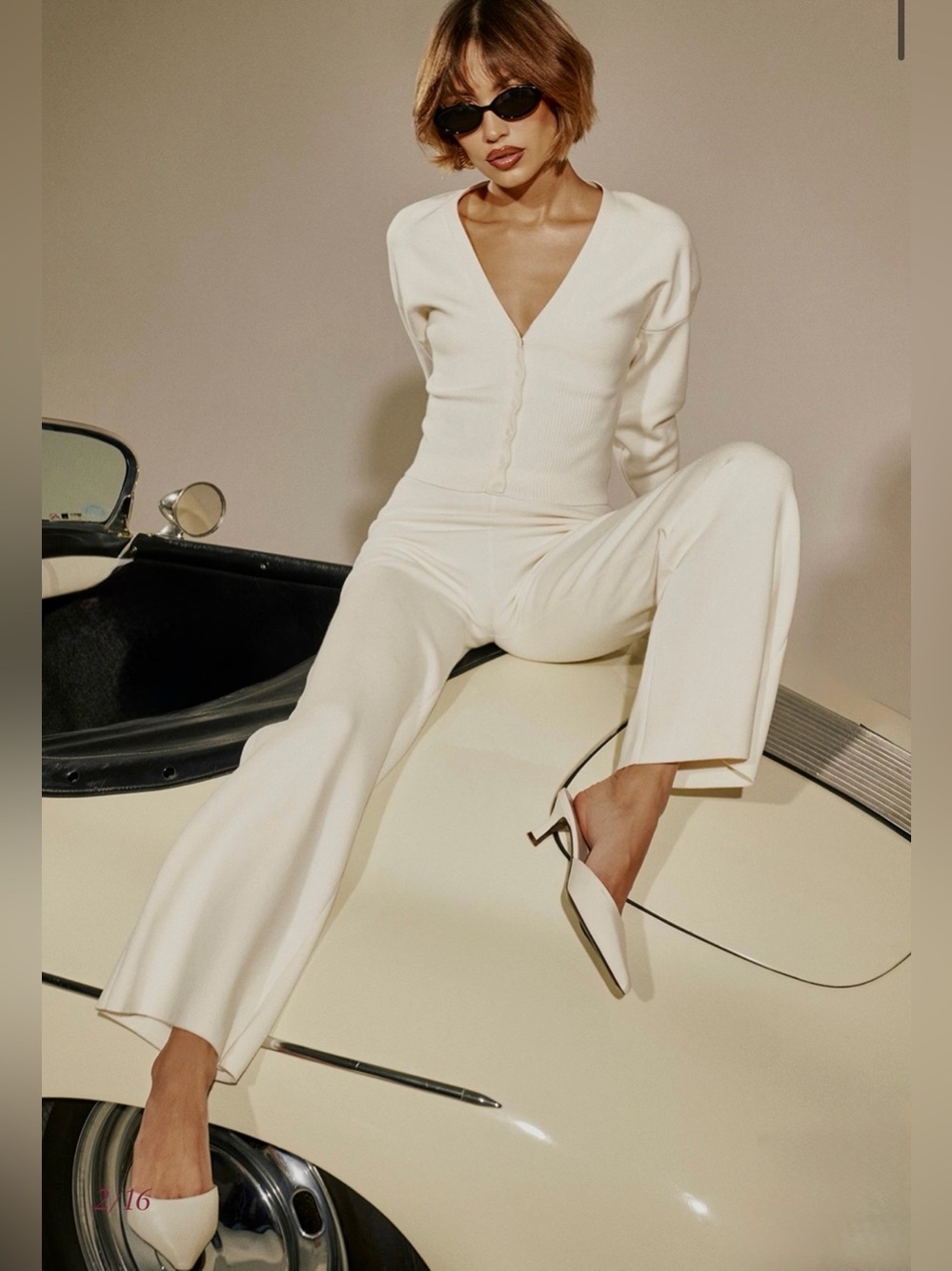 House of CB Vanna Off White Cotton Knitted Trousers